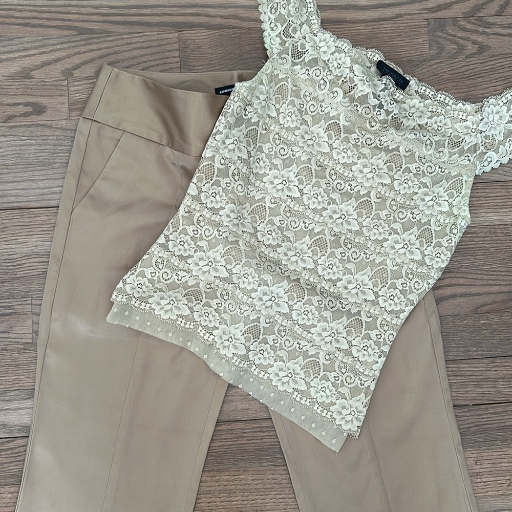 Express Design Studio Satin Cotton Pants - editor style - Picture 5 of 8